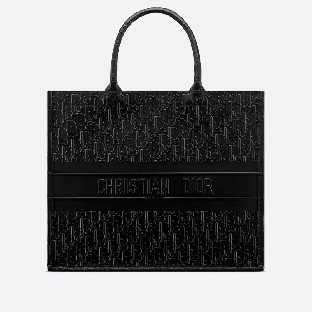 Christian Dior Oblique Calfskin Embossed Leather Book Tote (Large)